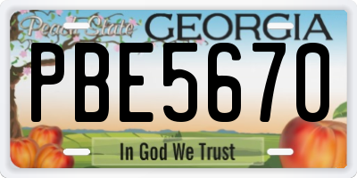 GA license plate PBE5670