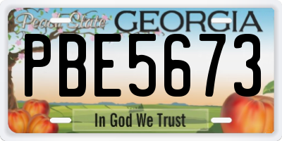 GA license plate PBE5673
