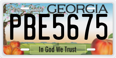 GA license plate PBE5675