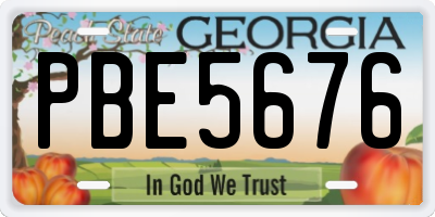 GA license plate PBE5676