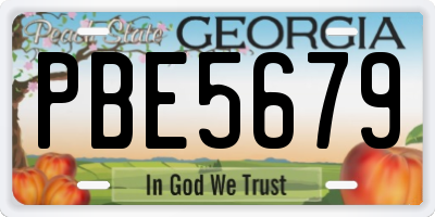 GA license plate PBE5679