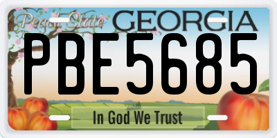GA license plate PBE5685