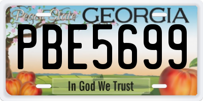 GA license plate PBE5699