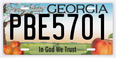 GA license plate PBE5701