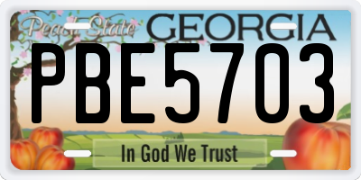 GA license plate PBE5703