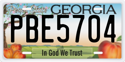 GA license plate PBE5704