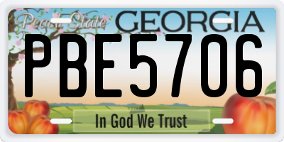GA license plate PBE5706