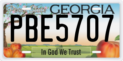 GA license plate PBE5707