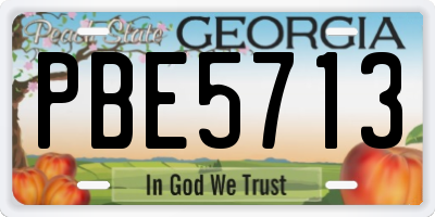 GA license plate PBE5713