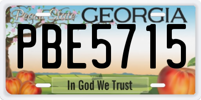 GA license plate PBE5715