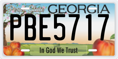 GA license plate PBE5717