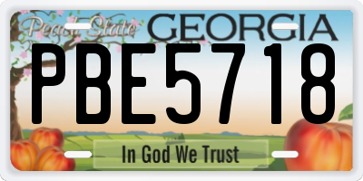 GA license plate PBE5718