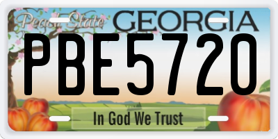 GA license plate PBE5720