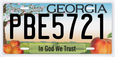 GA license plate PBE5721