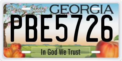 GA license plate PBE5726
