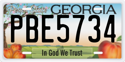 GA license plate PBE5734