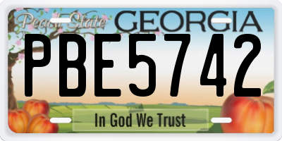GA license plate PBE5742