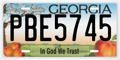GA license plate PBE5745