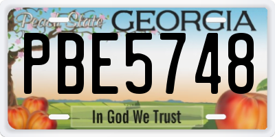 GA license plate PBE5748