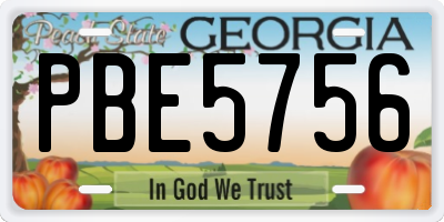 GA license plate PBE5756