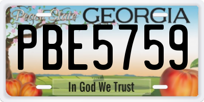 GA license plate PBE5759
