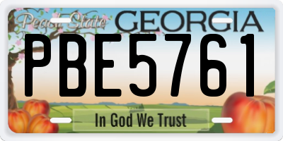 GA license plate PBE5761