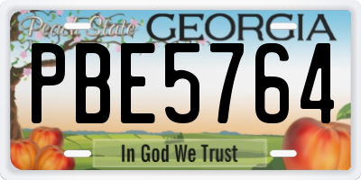GA license plate PBE5764