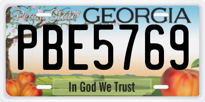 GA license plate PBE5769