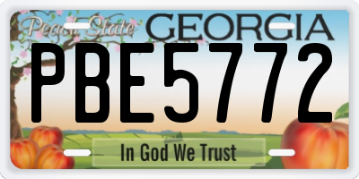 GA license plate PBE5772