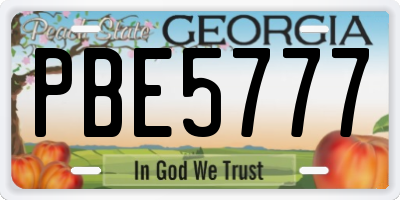 GA license plate PBE5777