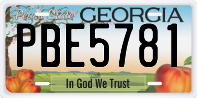GA license plate PBE5781