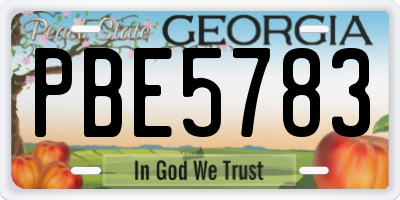 GA license plate PBE5783