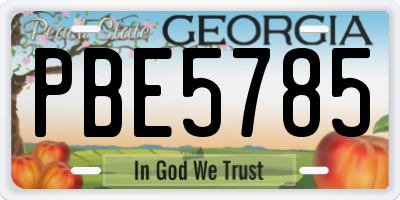 GA license plate PBE5785