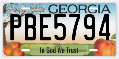 GA license plate PBE5794