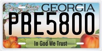 GA license plate PBE5800