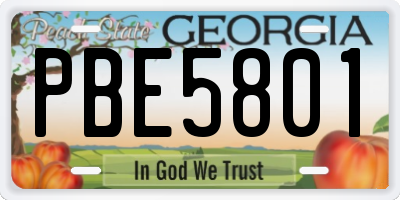 GA license plate PBE5801
