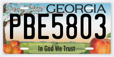 GA license plate PBE5803