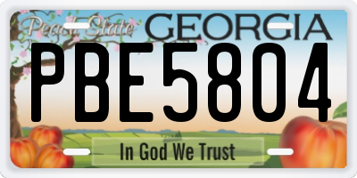 GA license plate PBE5804