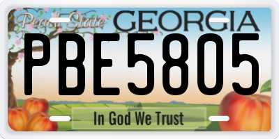 GA license plate PBE5805