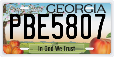 GA license plate PBE5807