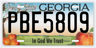 GA license plate PBE5809