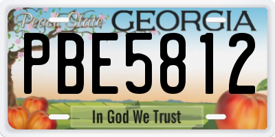 GA license plate PBE5812