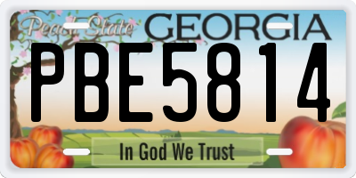 GA license plate PBE5814