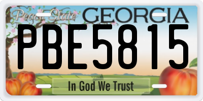 GA license plate PBE5815