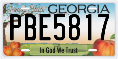 GA license plate PBE5817