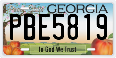 GA license plate PBE5819