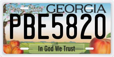 GA license plate PBE5820