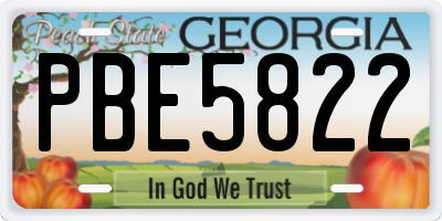 GA license plate PBE5822