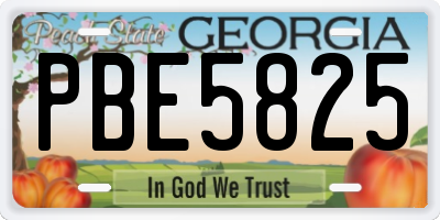 GA license plate PBE5825