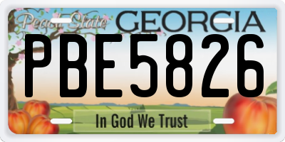 GA license plate PBE5826